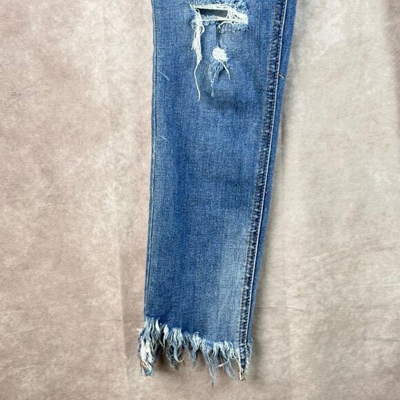 Free People Distressed Skinny Jeans Size 24 High Rise Raw Hem Frayed Ankle Denim - Picture 6 of 13